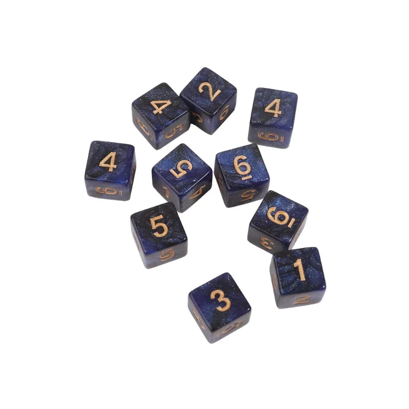 10-Pack 15mm (0.59 in) Multicolor Acrylic 6-Sided Cube Dice Set for Tabletop Games & Parties