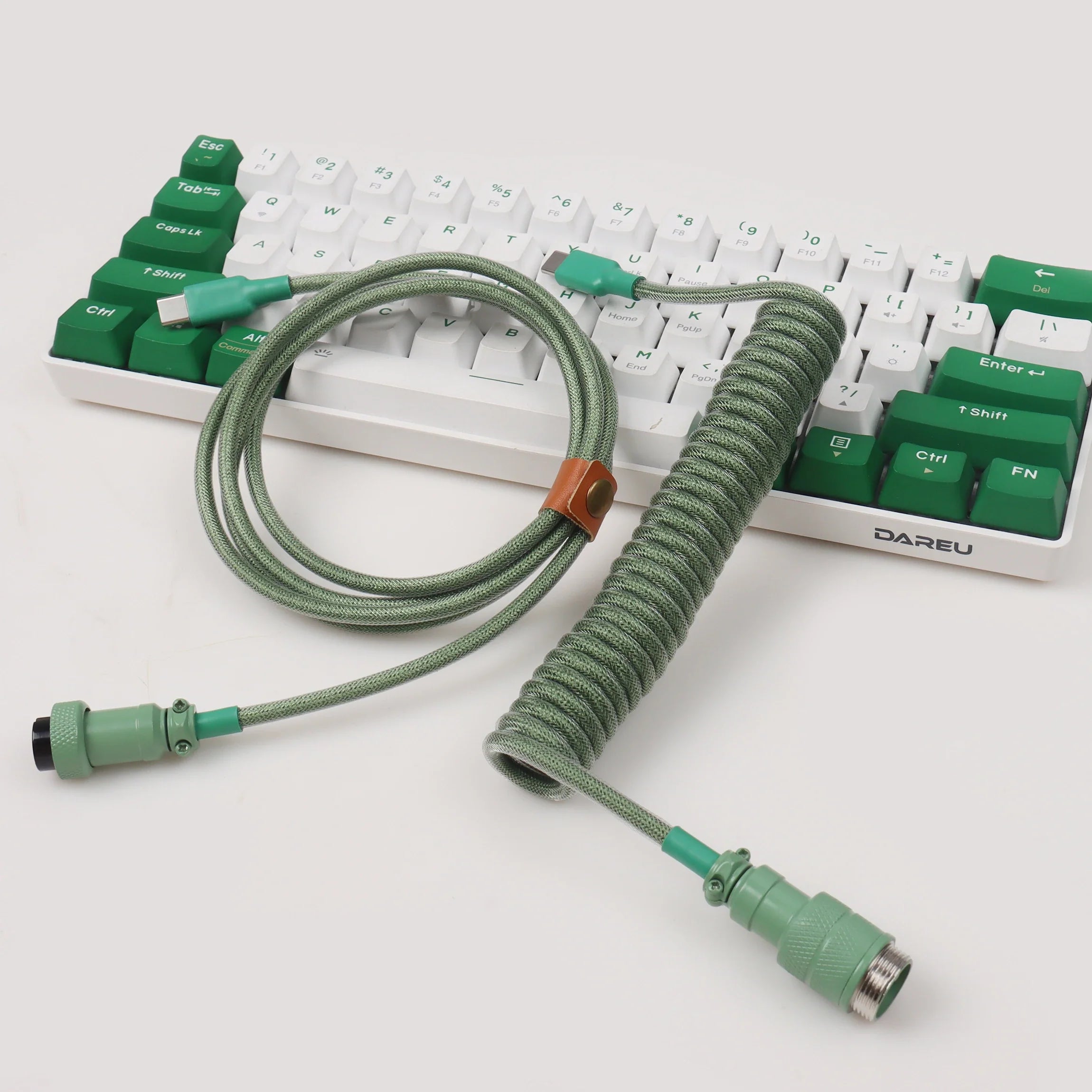 【LANO】Coiled Cable Braided Double-Sleeved Mechanical Keyboard detachable connector use Type-C to C Cable for Mechanical Keyboard