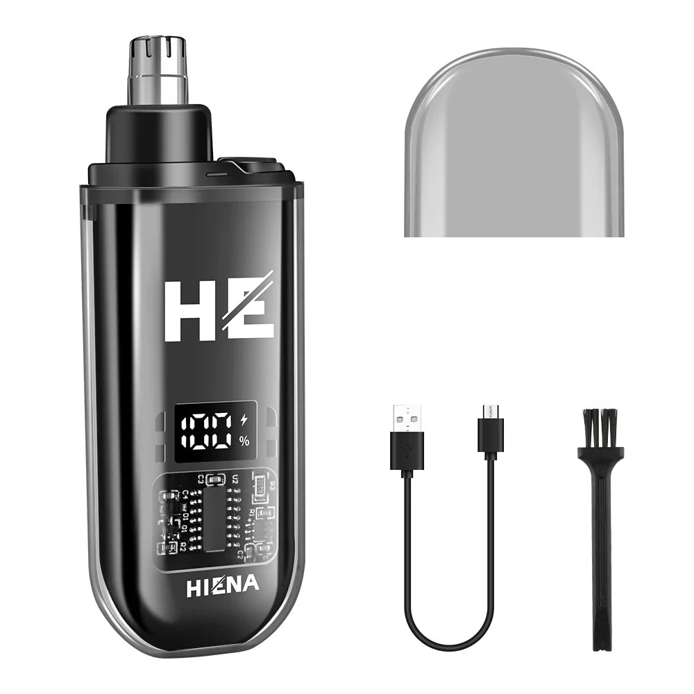 Rechargeable Nose & Ear Hair Trimmer – Portable Electric USB Groomer with 1-Hour Runtime & Cleaning Brush