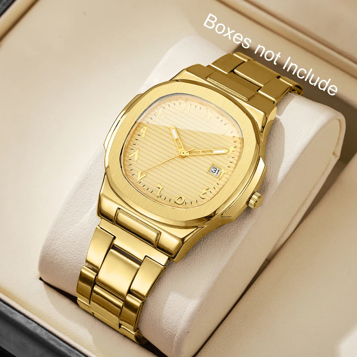 Luxury Men's Square Dial Alloy Strap Quartz Watch - Business & Casual
