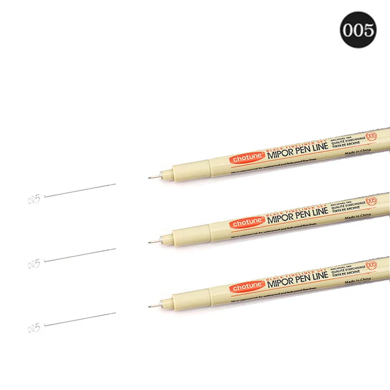 12-Pack Pigment Liner Ink Pens — Needle & Hook Tip Fineliners for Manga Drawing, Sketching & Illustration