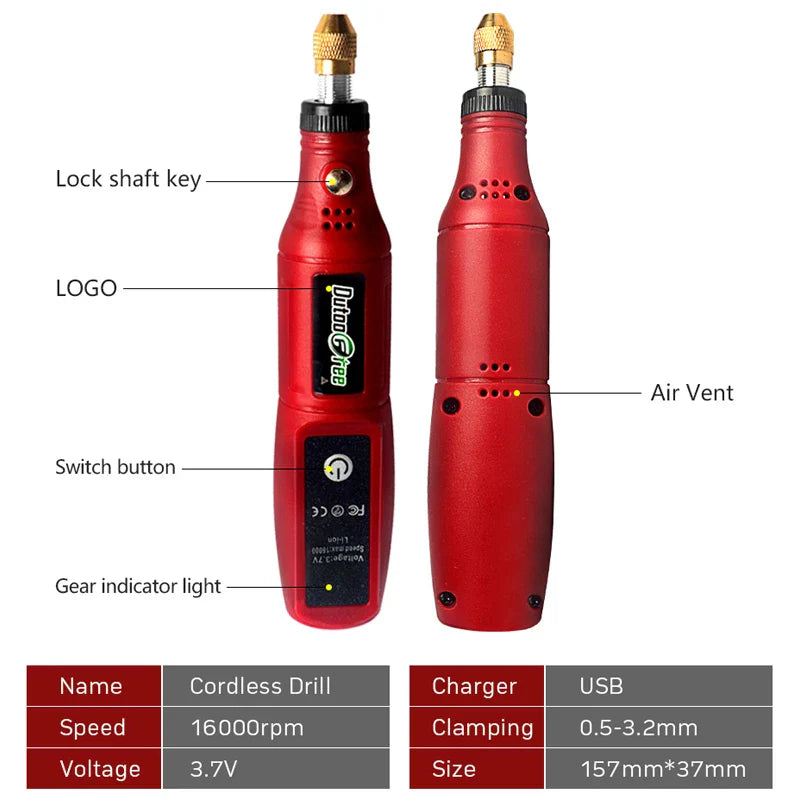 USB Cordless Mini Rotary Tool Kit, Wireless Engraving Pen Drill with 24-Piece Accessory Set for Jewelry Wood Metal Glass