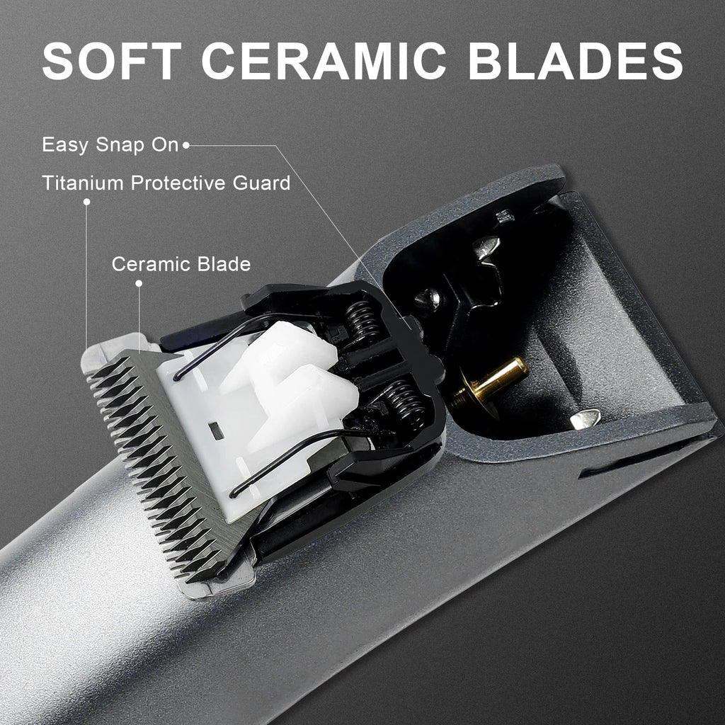 Waterproof Electric Body & Groin Hair Trimmer for Men, Replaceable Ceramic Blade, USB Rechargeable