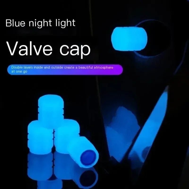 Glow-in-the-Dark Tire Valve Caps – Universal Luminous Wheel Valve Stem Covers for Car, Motorcycle & Bicycle – Dust-Proof Decorative Caps