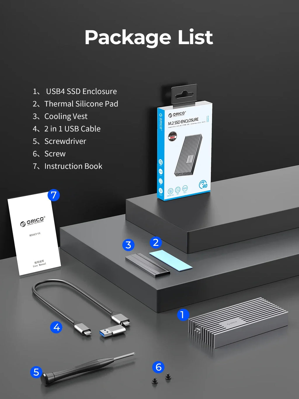 USB4 40Gbps NVMe M.2 SSD Enclosure — Thunderbolt 3/4 Compatible, USB-C