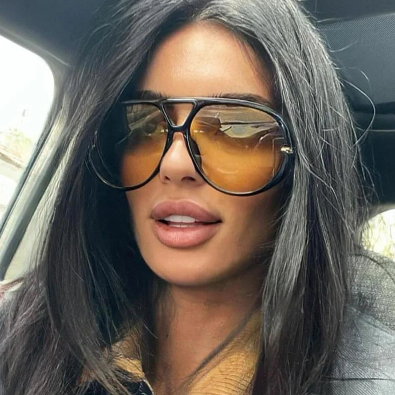 Oversized Women Sunglasses Fashion Large Size Yellow Lens Sun Glasses designer luxury 2024 UV Protection #300864