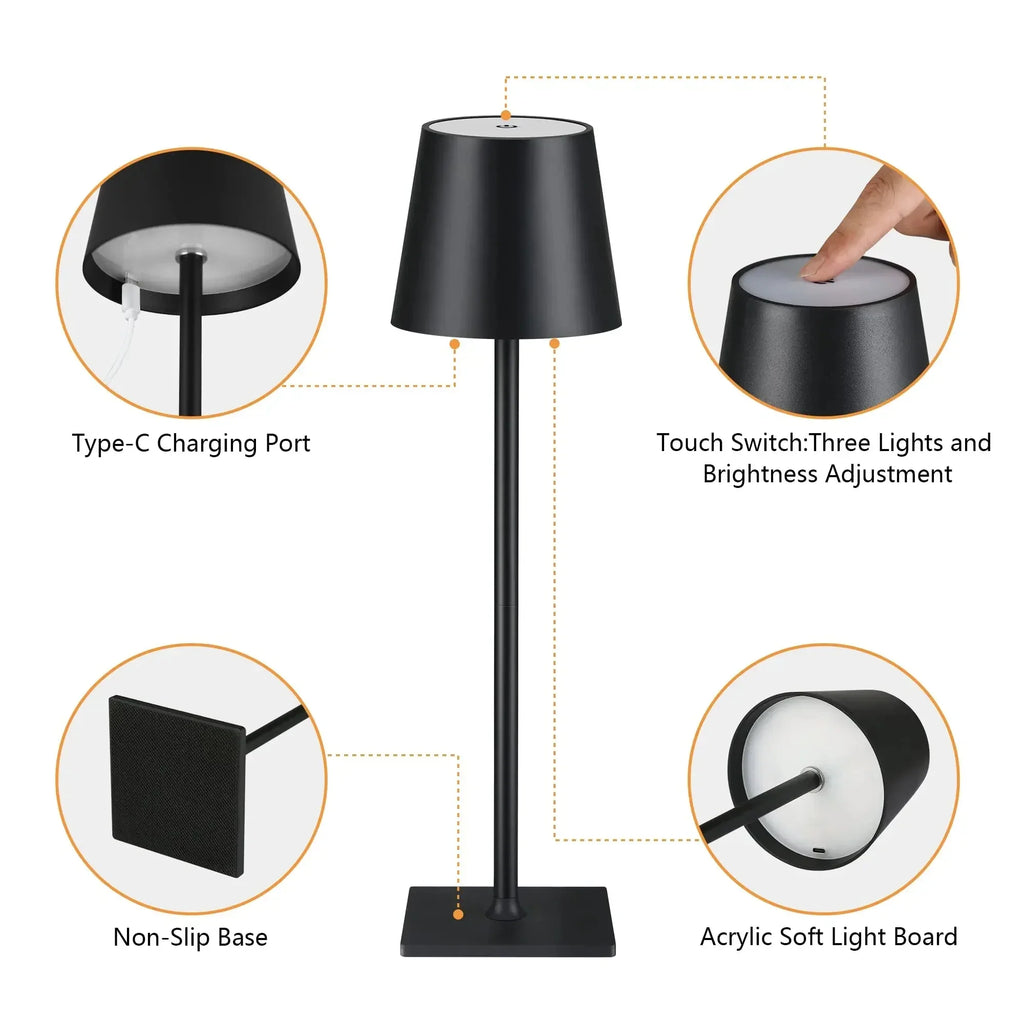 Wireless Wine Bottle LED Table Lamp – USB Rechargeable Touch Dimming Mood Light for Bar, Cafe & Home