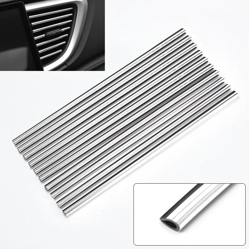 10-Pack Car Air Vent Trim Strips 20cm (7.87 in) PVC Decorative Air Outlet Moulding for Interior Car