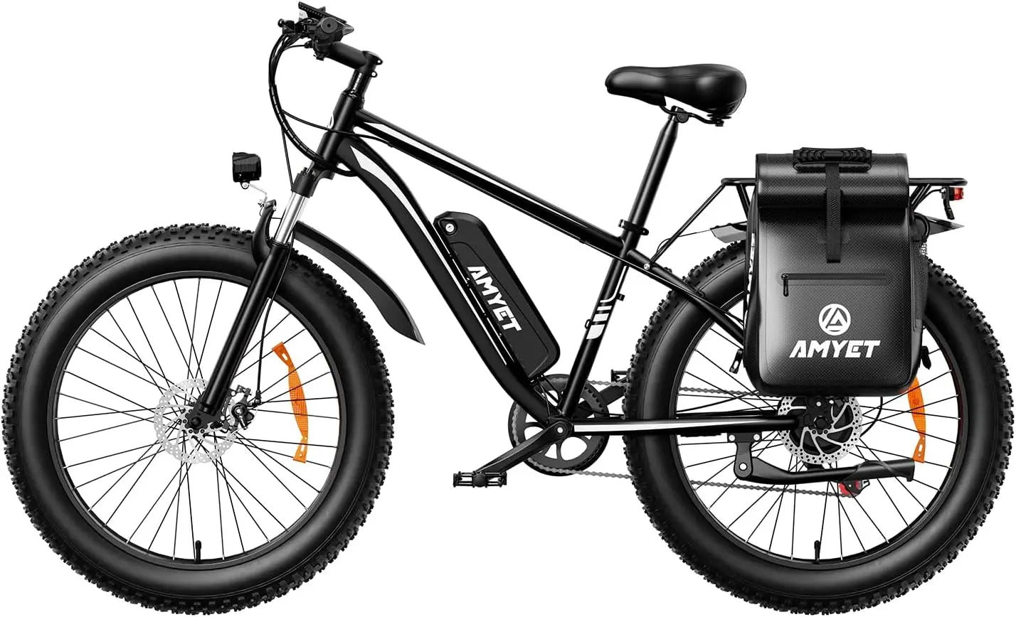 1000W 48V 15Ah Electric Fat Tire Mountain Bike — 26-inch x 4-inch (66×10 cm), Dual Suspension, 28 mph, Removable Battery, 330 lb Capacity