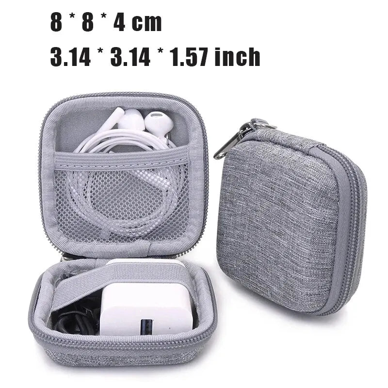 Portable Earphone & Cable Organizer Case — Leather Digital Gadget Storage Pouch