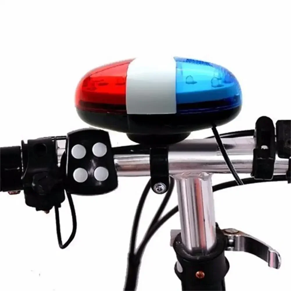 6-LED 4-Tone Electric Bike Horn and LED Warning Light, 120dB Handlebar Siren for Bicycle, Scooter, Kids