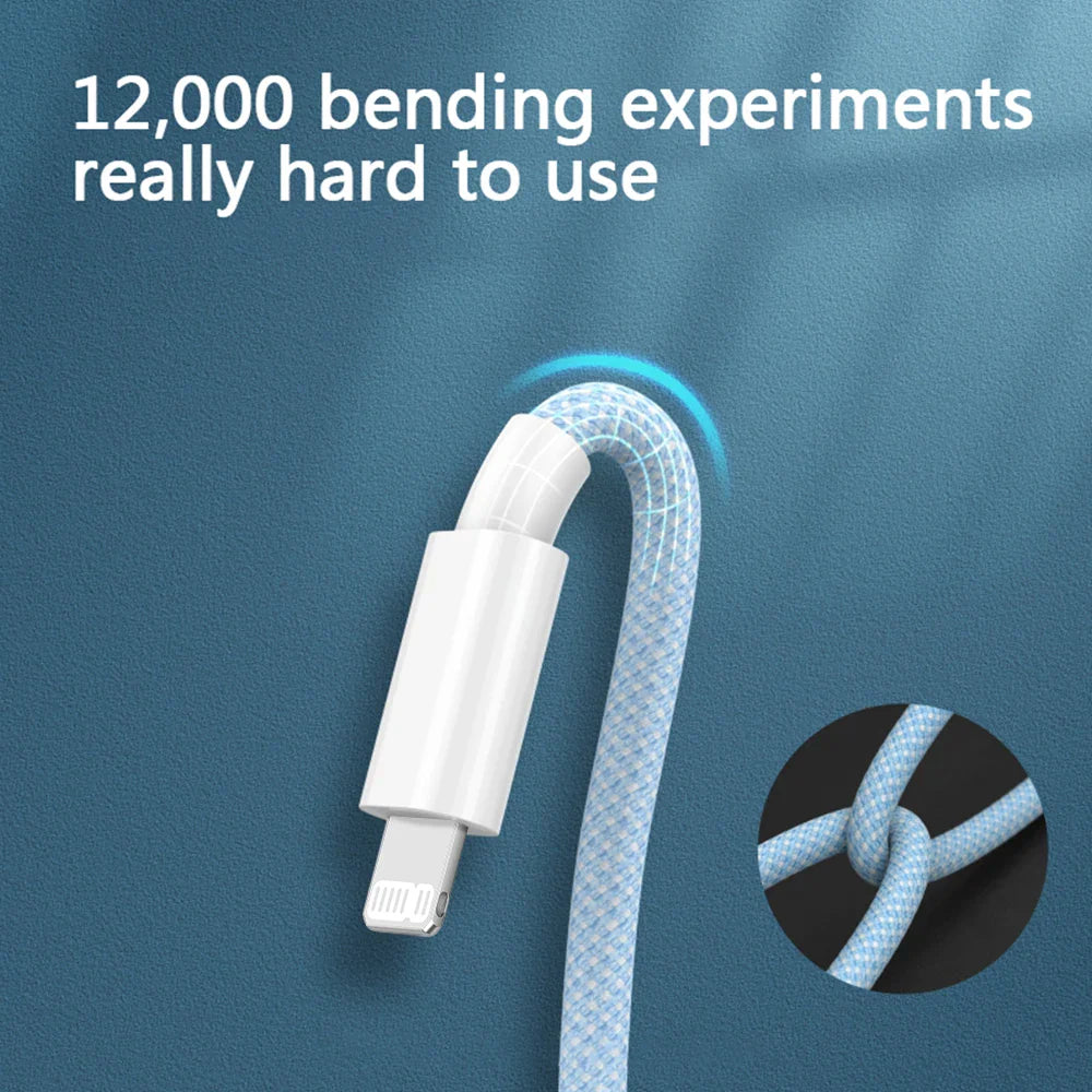 PD 20W USB-C to Lightning Fast Charging Cable for iPhone & iPad — Nylon Braided 3A, 480Mbps, 1/1.5/2m (3.3/5/6.6ft)