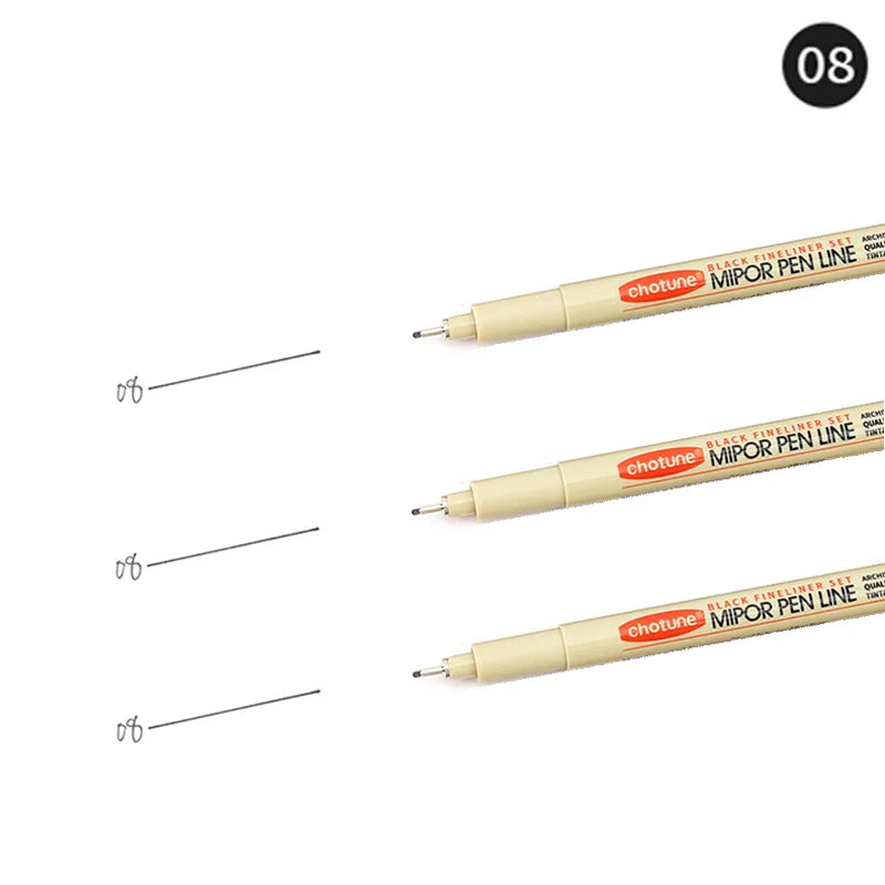 12-Pack Pigment Liner Ink Pens — Needle & Hook Tip Fineliners for Manga Drawing, Sketching & Illustration