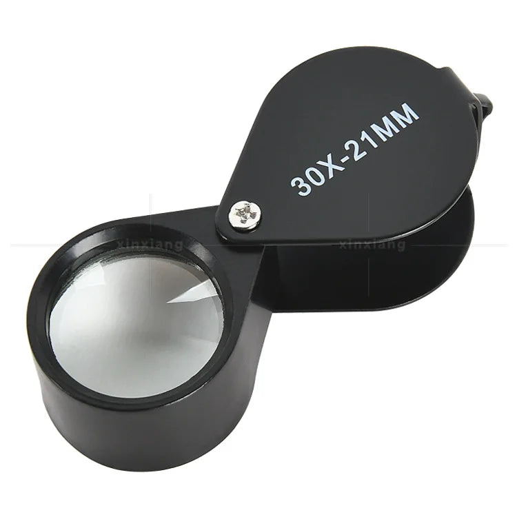 10x 20x 30x Pocket Folding Jewelry Loupe Magnifier Mini Triplet Glass Lens for Jewelry, Coins & Stamps