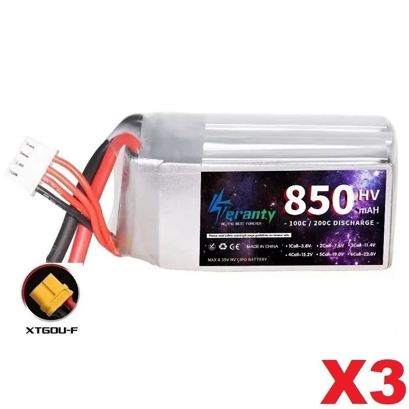 1/2/3PCS TERANTY 3S 11.4V Lipo Battery 850mAh 100C HV With XT30 T XT60 Plug For RC FPV Drone Quadcopter Helicopter Airplane