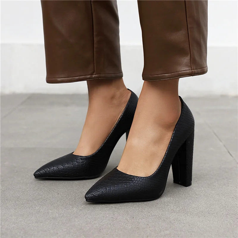 Fashion High Heels Shoes Women Large Size Sexy Animal Print Block Heels Pumps Women Party Office Shoes Dress Pumps Female