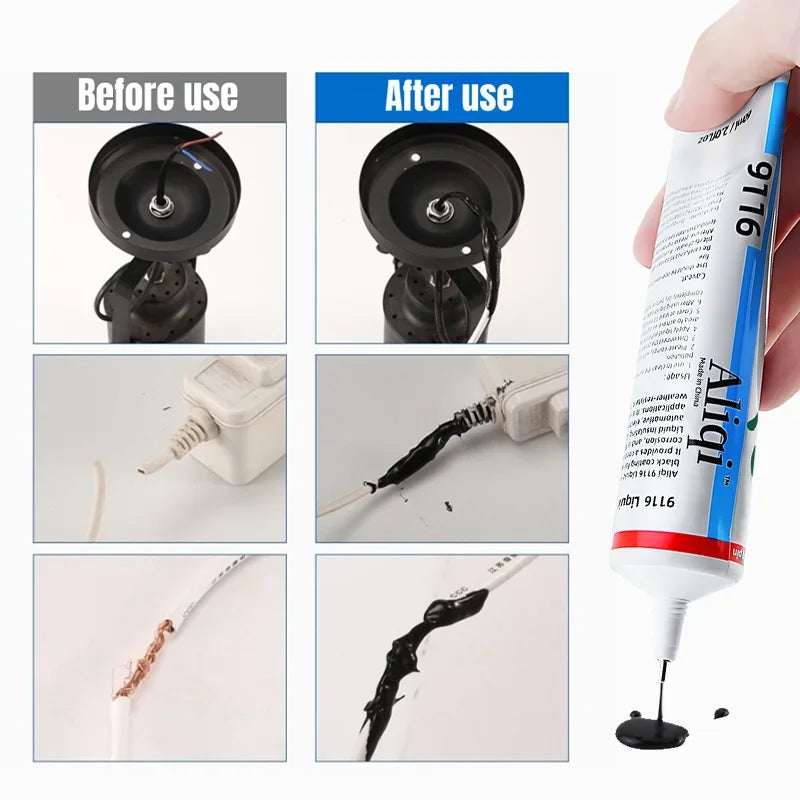 Liquid Electrical Tape Insulating Paste High Temperature Fix Line Glue for Wire Cable Coat Repair Fast Dry Liquid Sealant
