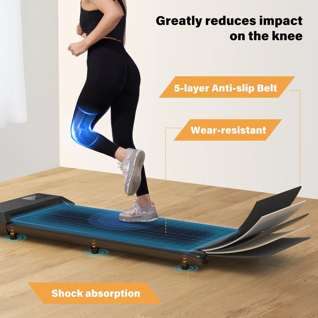 Under-Desk Walking Pad Treadmill — 2.5HP, App & Remote, LCD Display