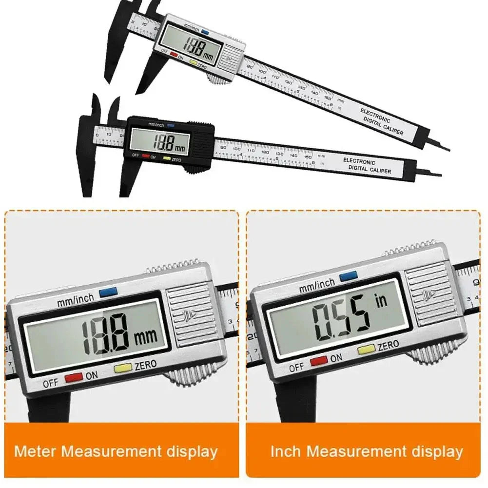 0-150mm (0-6 in) Digital Caliper – High-Strength Plastic Electronic Measuring Tool for Students, Woodworking & Home