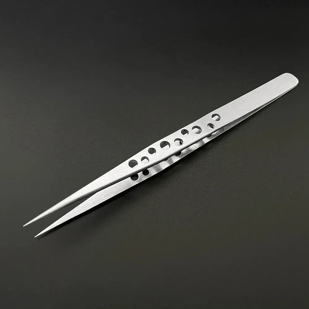 Anti-Static Precision Stainless Steel Tweezers Set - Curved & Straight Tips for Electronics & Phone Repair
