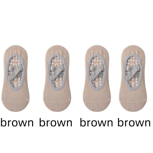 1/ 4Pair Professional Women Yoga Sock Silicone Anti-slip Ballet Pilates Socks Women Backless Breathable Bandage Yoga Sport Socks