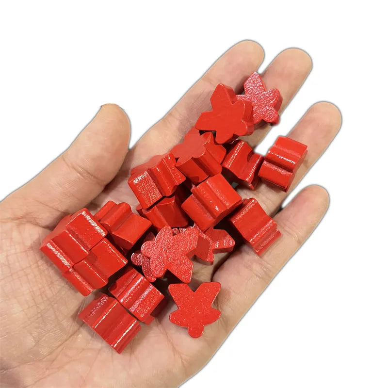 100 Wooden Meeples 16mm (0.63 in) 14-Color Board Game Pawns Replacement Set