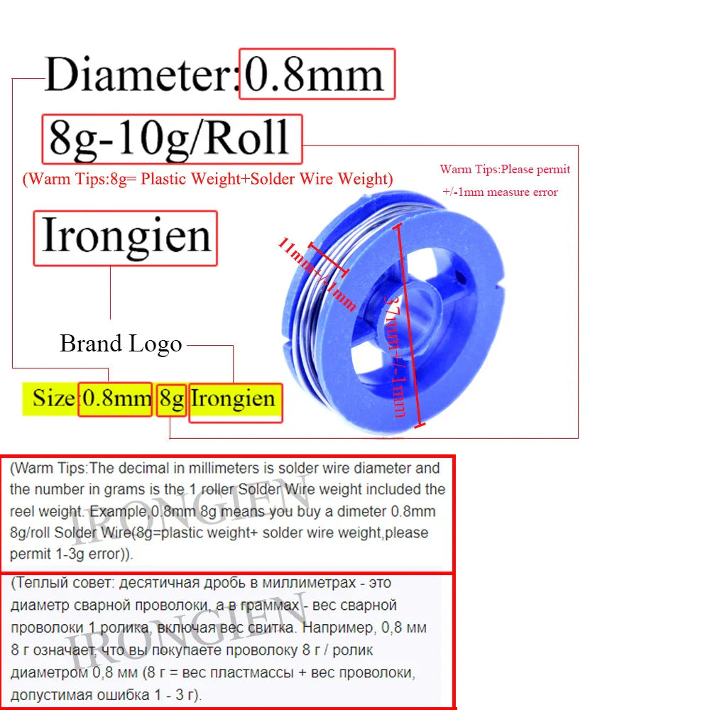 High-Purity Mixed Tin Rosin-Core Solder Wire, Dia 0.6–1.5mm (0.024–0.059 in), 8g / 50g Reel for Electrical Soldering