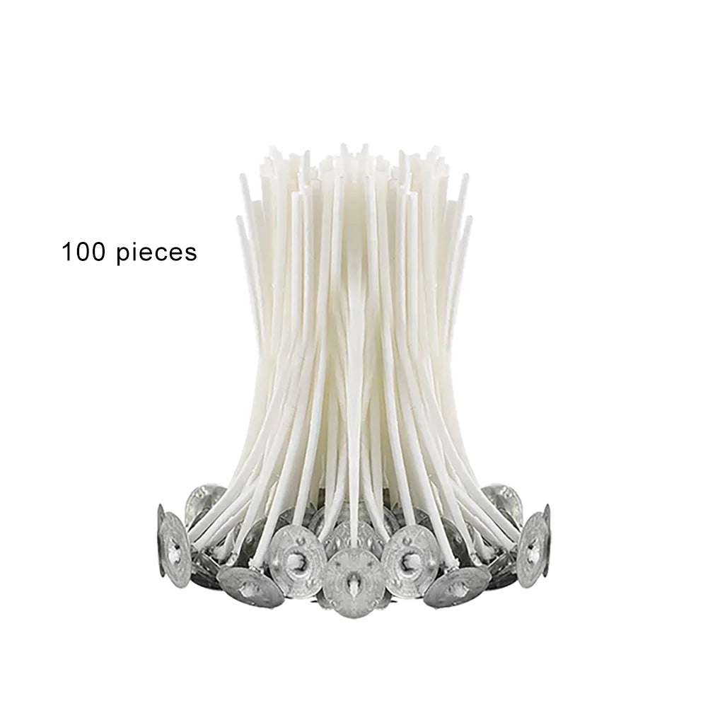 100-Pack Pre-Waxed Pure Cotton Candle Wicks 9/15/20 cm (3.5/5.9/7.9 in) Smokeless DIY Candle Making