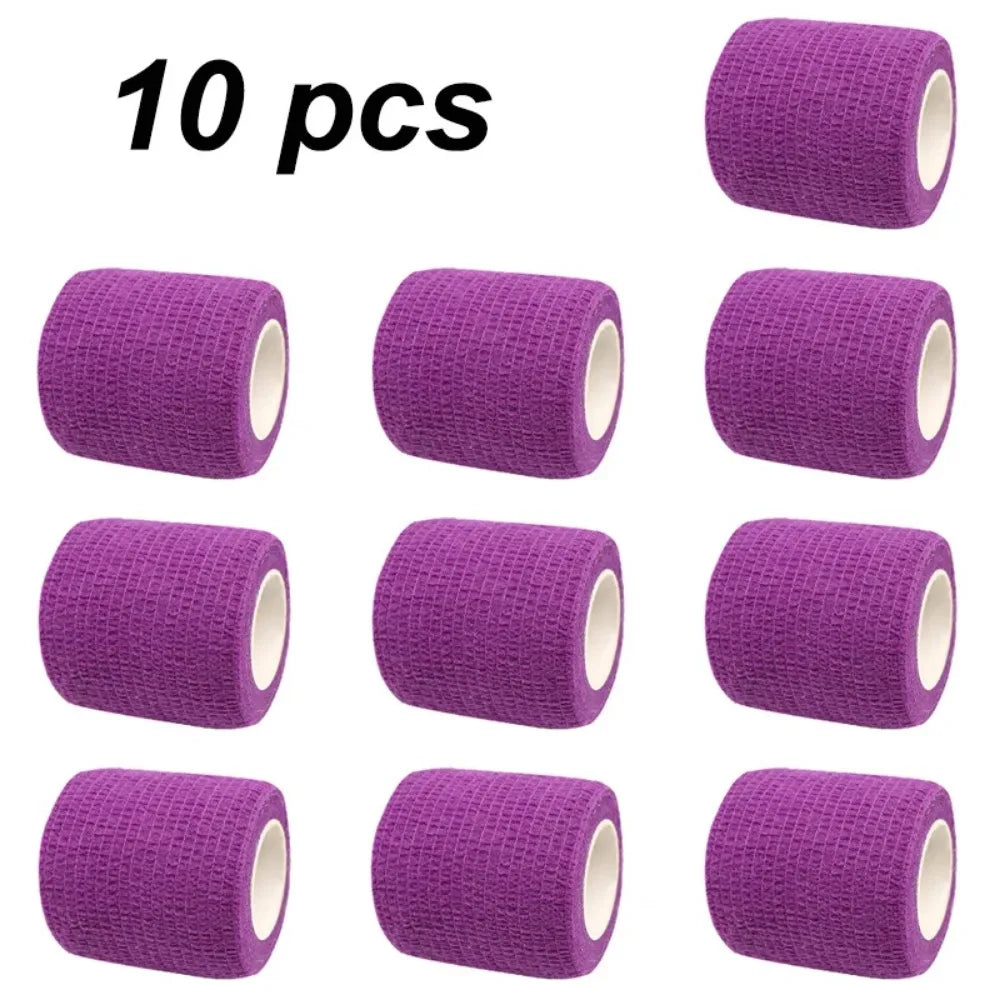 10/12-Pack Colorful Self-Adhesive Elastic Cohesive Bandage Wrap 5 cm x 4.8 m (1.96 in x 189 in) for Knee, Finger, Ankle, Palm & Pet Care