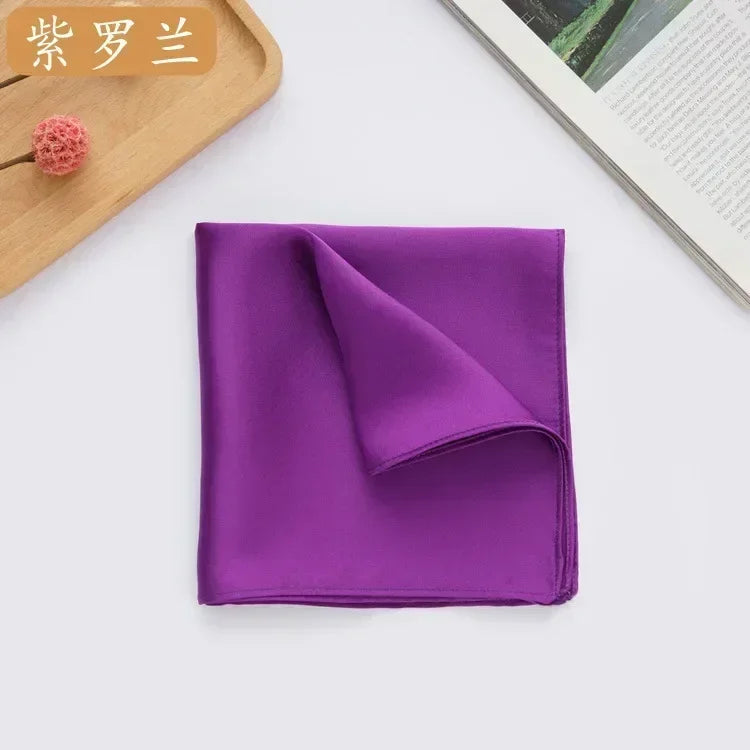 100% Mulberry Silk Men's Pocket Square 35cm (13.8in) Solid Tatting Handkerchief