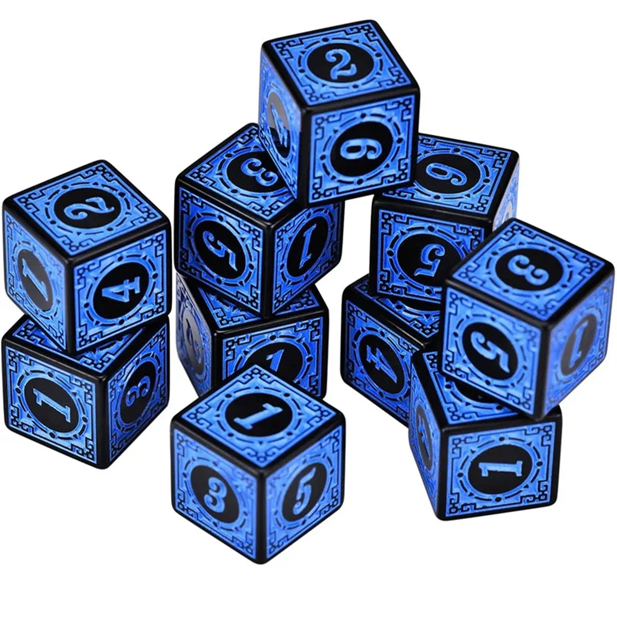 10-Piece Acrylic D6 Dice Set 16mm (0.63 in) – Carved Six-Sided Game Dice for RPG, Dungeons & Dragons & Board Games