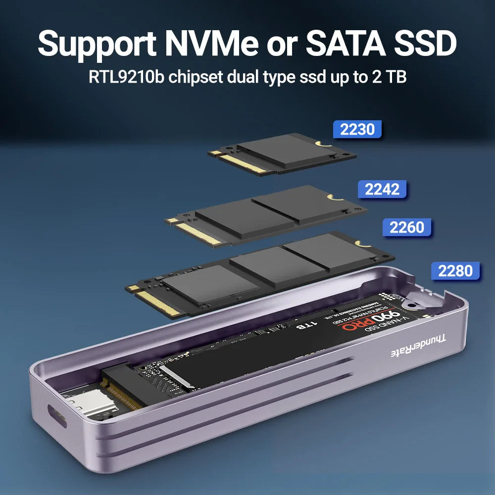 M.2 NVMe & SATA SSD Enclosure with Display — USB 3.2 Gen 2 10Gbps, Hot-Swap