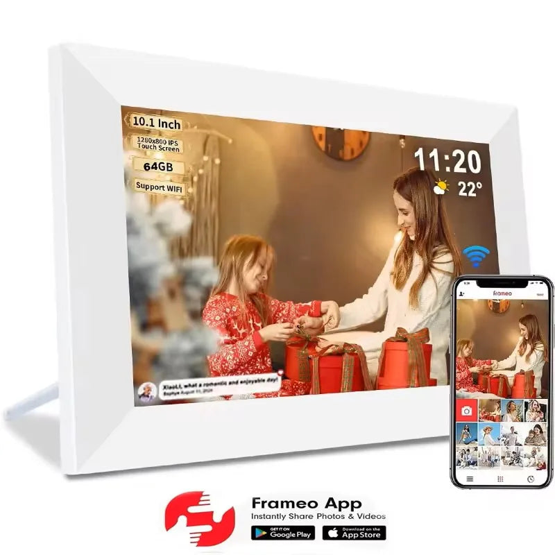 10.1-Inch (25.7 cm) WiFi Digital Photo Frame 1280x800 IPS HD Touchscreen, 64GB Cloud Smart Frame Wall-Mountable