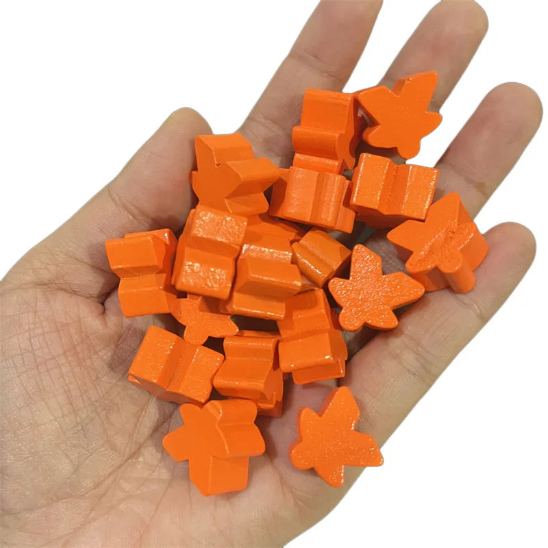 100 Wooden Meeples 16mm (0.63 in) 14-Color Board Game Pawns Replacement Set