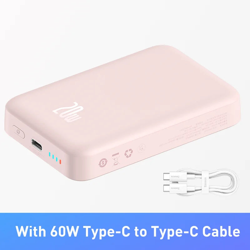 10000mAh Magnetic Mini Power Bank — 15W Wireless & 20W USB-C Fast Charge, Auto-Wake MagSafe-Compatible Portable Charger