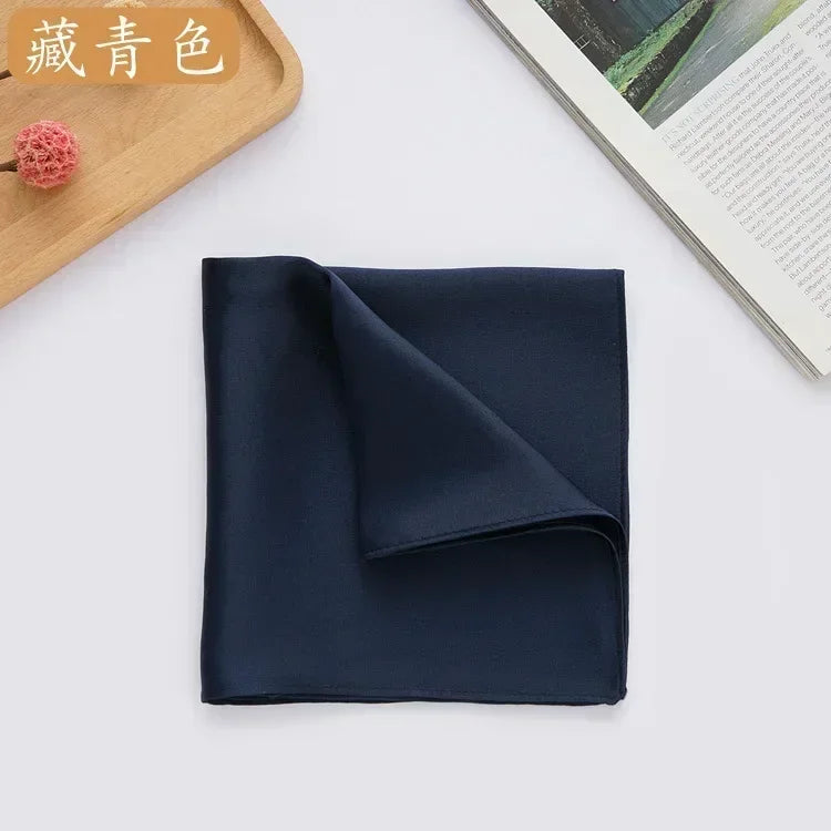 100% Mulberry Silk Men's Pocket Square 35cm (13.8in) Solid Tatting Handkerchief