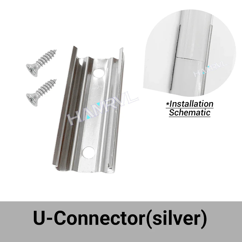 0.5m LED Aluminum Channel Kit 16x16mm - U/V/Y/W Profiles, Black or Silver, 2–30 Pack
