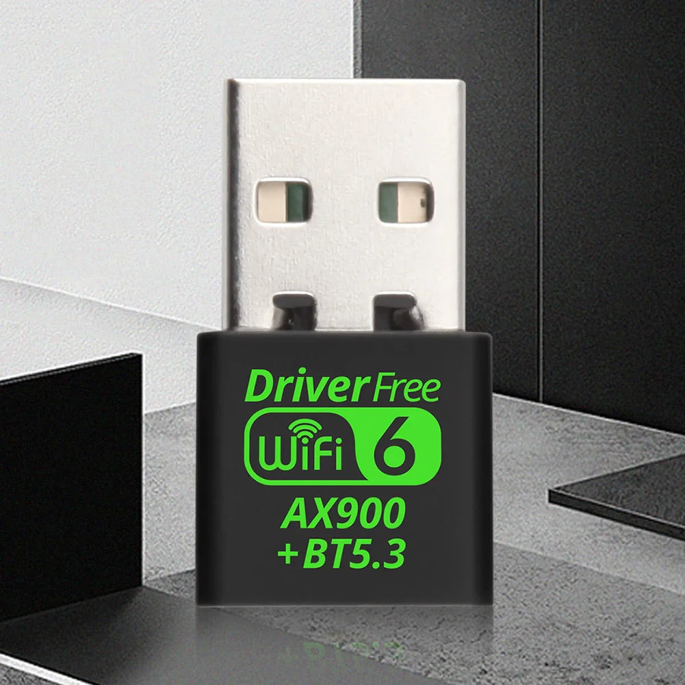 USB WiFi 6 and Bluetooth 5.3 Adapter Dual-Band 2.4/5.8GHz Mini USB Dongle Driver-Free
