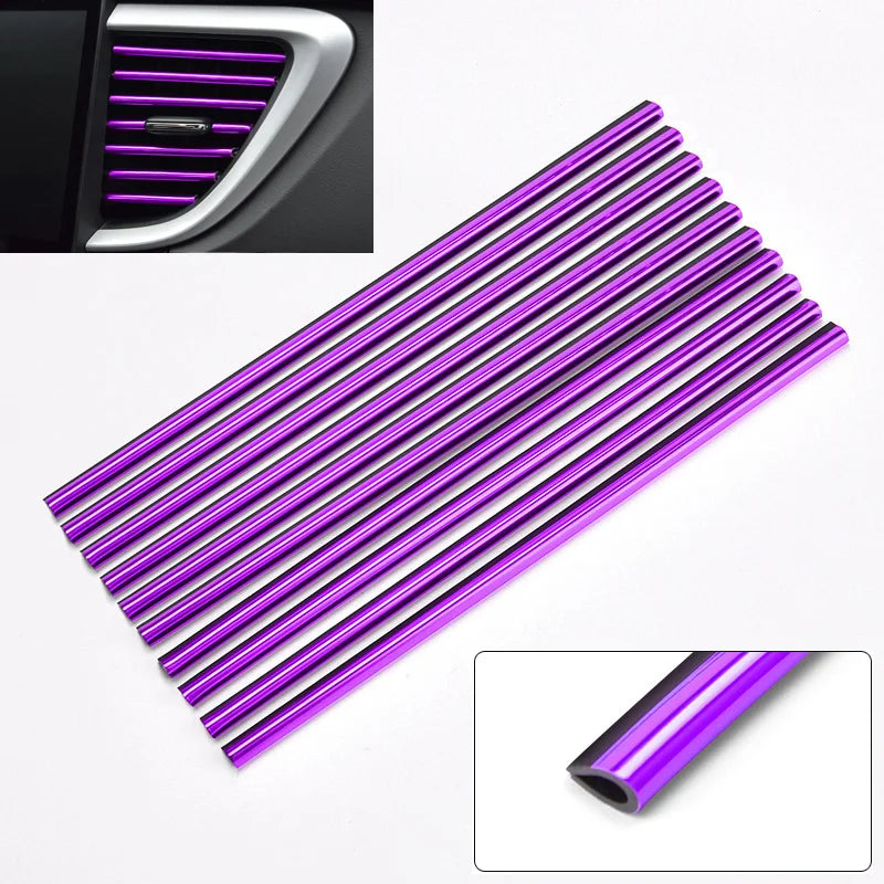 10-Pack Car Air Vent Trim Strips 20cm (7.87 in) PVC Decorative Air Outlet Moulding for Interior Car