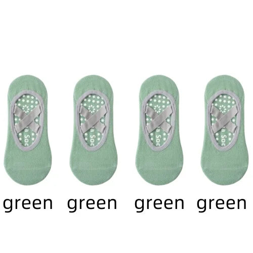 1/ 4Pair Professional Women Yoga Sock Silicone Anti-slip Ballet Pilates Socks Women Backless Breathable Bandage Yoga Sport Socks