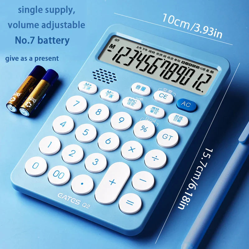 12-Digit Solar Calculator Large Key Portable Financial & Business Calculator for Students