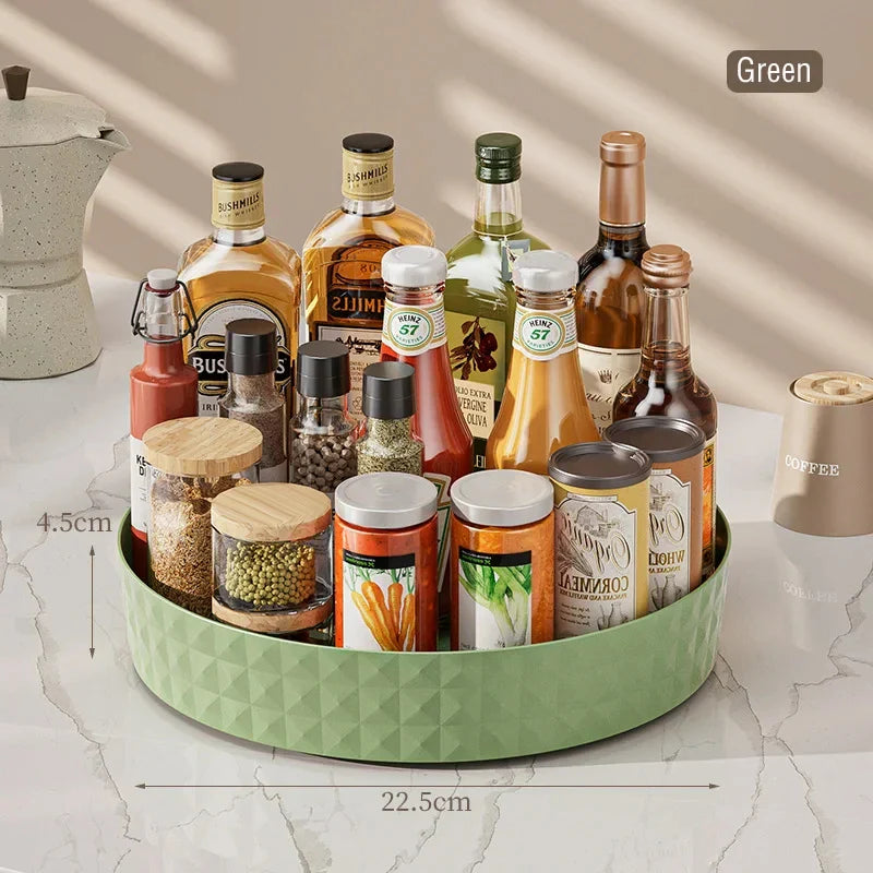 360 Degree Rotating Spice Rack 22.5 cm (8.9 in) Non-Slip Lazy Susan Tray for Kitchen, Pantry & Cosmetics