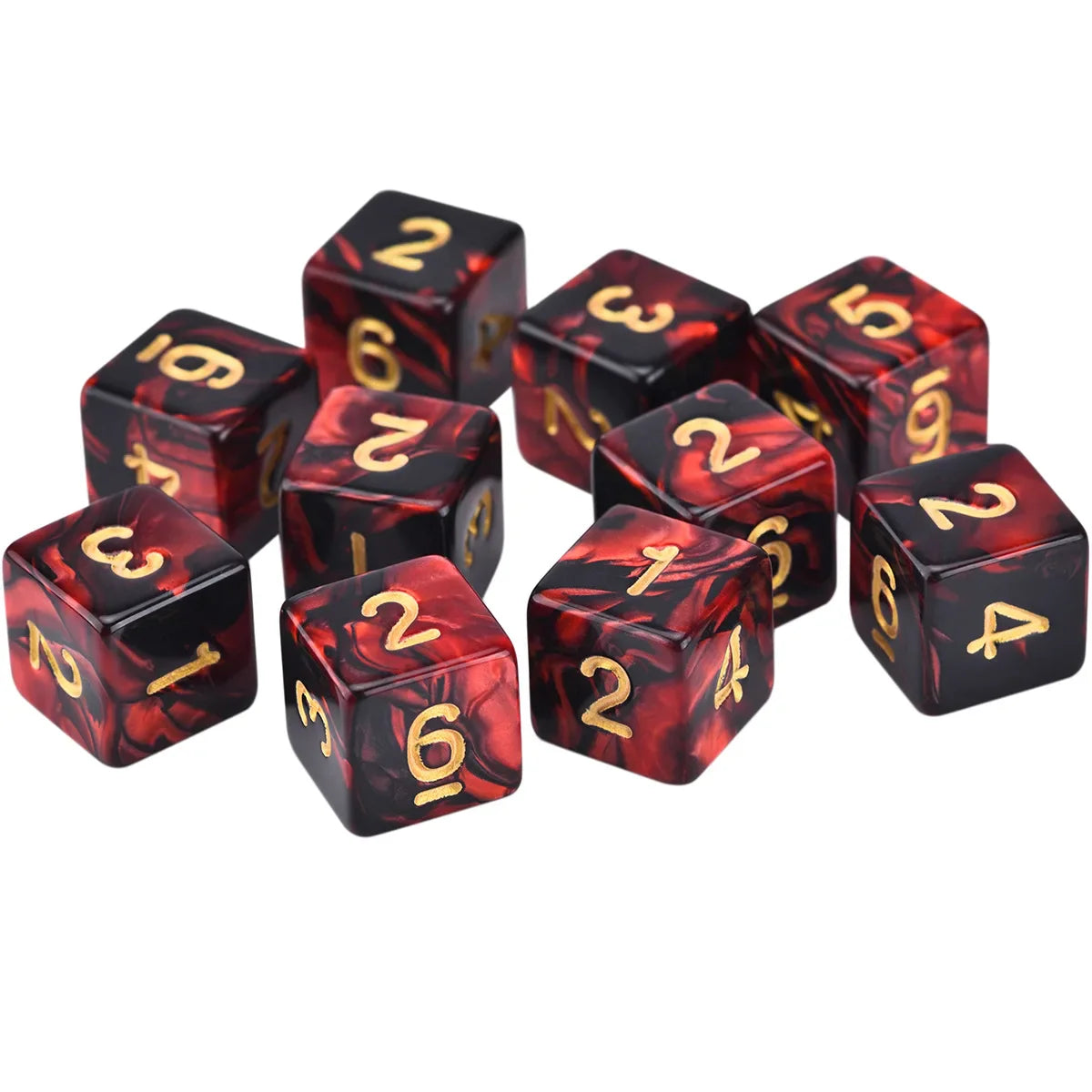 10-Piece Acrylic D6 Dice Set 16mm (0.63 in) – Carved Six-Sided Game Dice for RPG, Dungeons & Dragons & Board Games