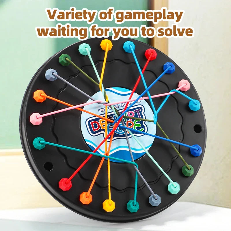 Rope Untangle Puzzle Game with 10 Elastic Ropes - Knot Brain Teaser & Family Travel Toy for Ages 14+