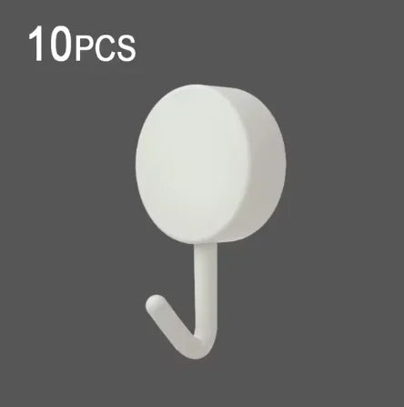 10-Pack Self-Adhesive No-Drill Wall Hooks 2.8 x 5 cm (1.1 x 2.0 in) Strong Plastic Coat Towel Hangers for Bathroom Kitchen Door
