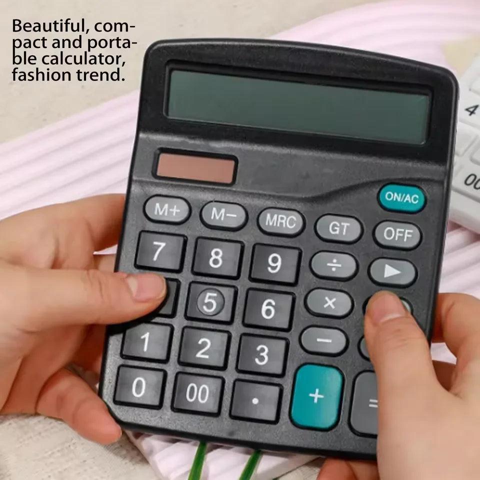 12-Digit Dual Power Solar and Battery Calculator, Large LCD Desktop for Home Office School Accounting