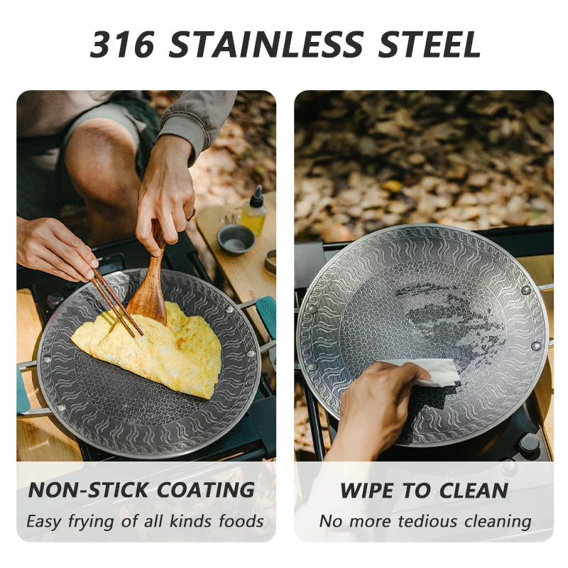 Nonstick Folding Round Grill Pan Portable Outdoor BBQ Griddle for Camping & Picnic