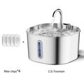 2.2L (74 fl oz) Automatic Stainless Steel Square Pet Water Fountain with Window, Cat Dog Rabbit Feeder