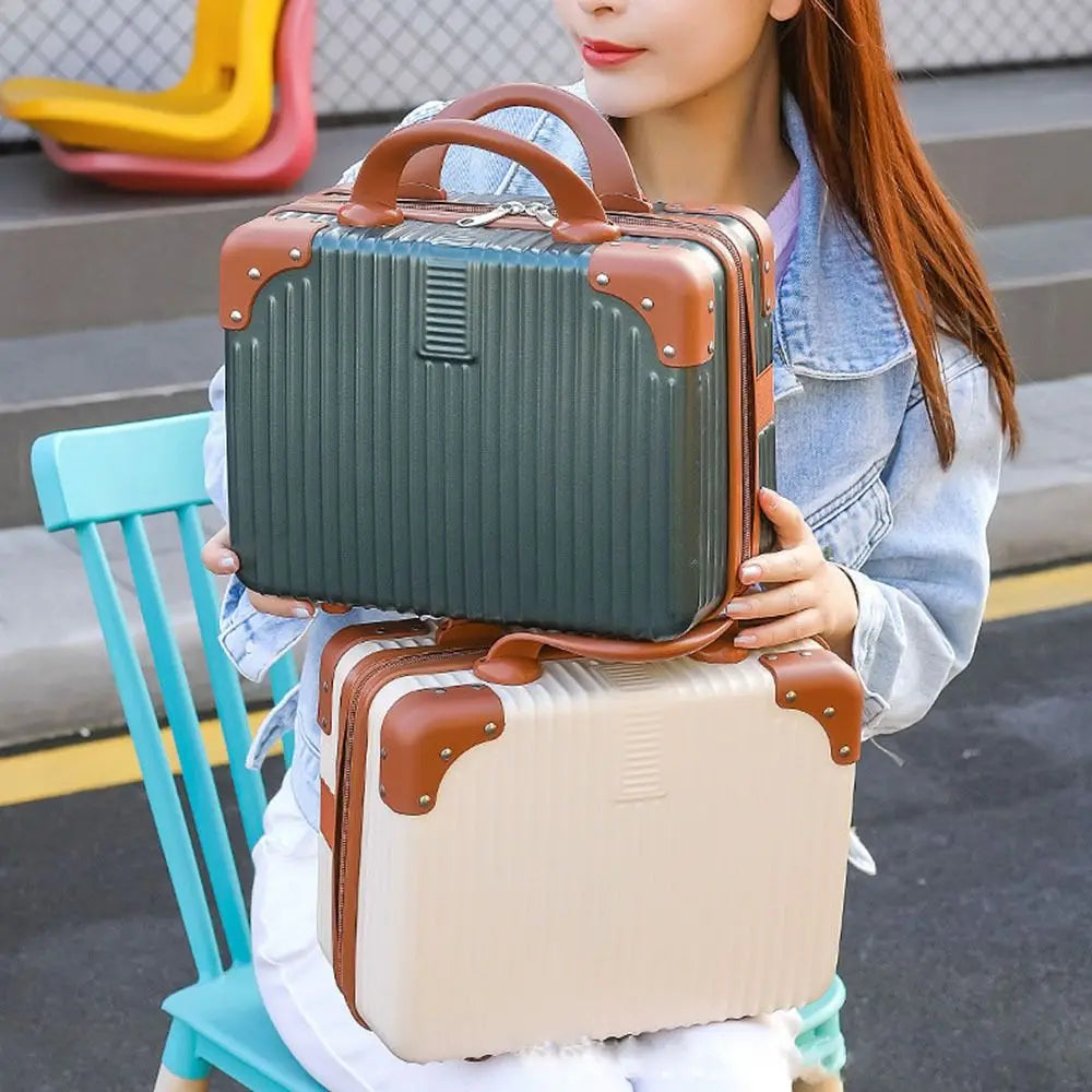 14-Inch Mini Travel Makeup Case — Hard Shell Cosmetic Organizer with Password Lock