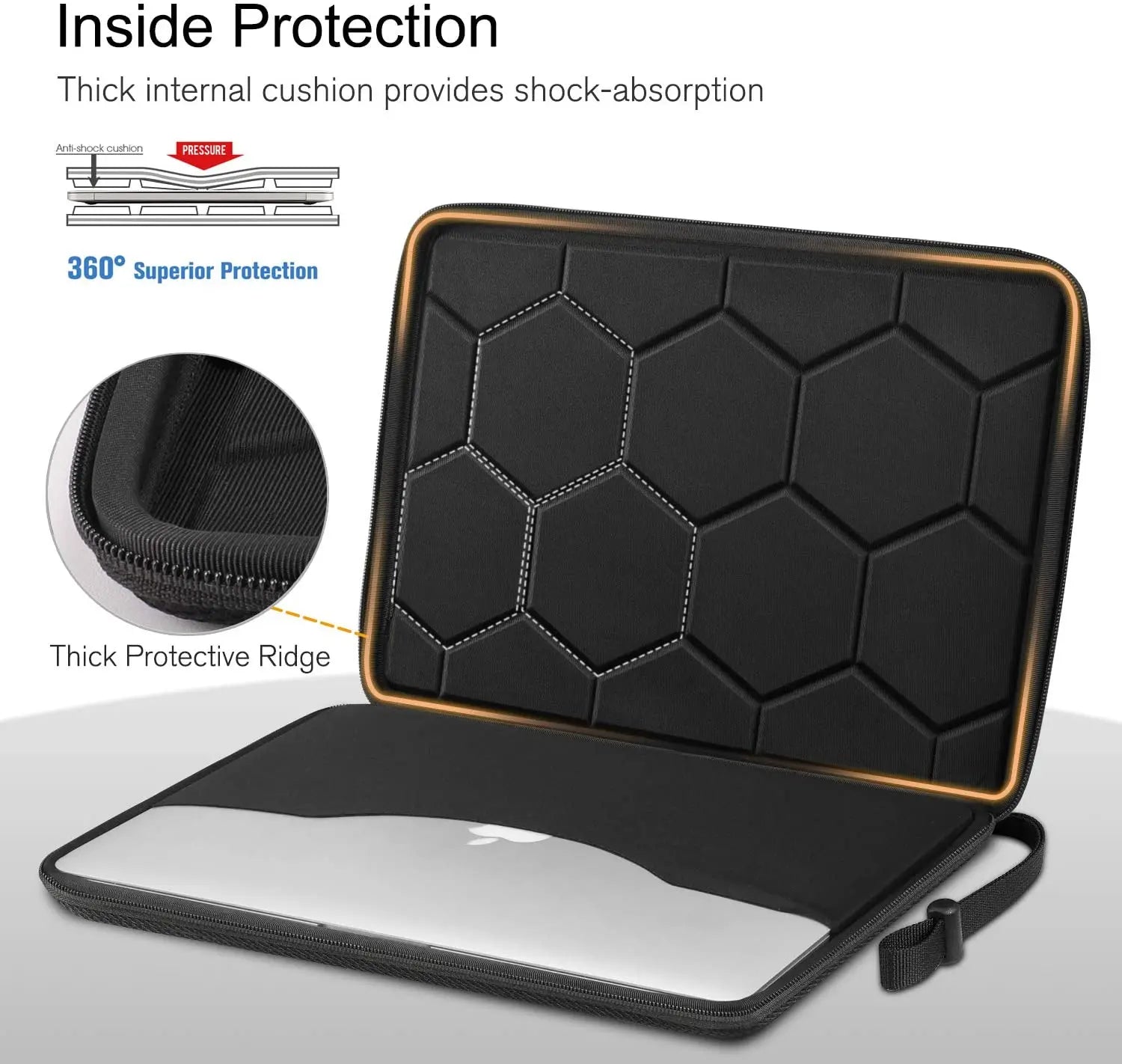 Shockproof Waterproof EVA Laptop Sleeve 13–15.6 Inch with Detachable Strap